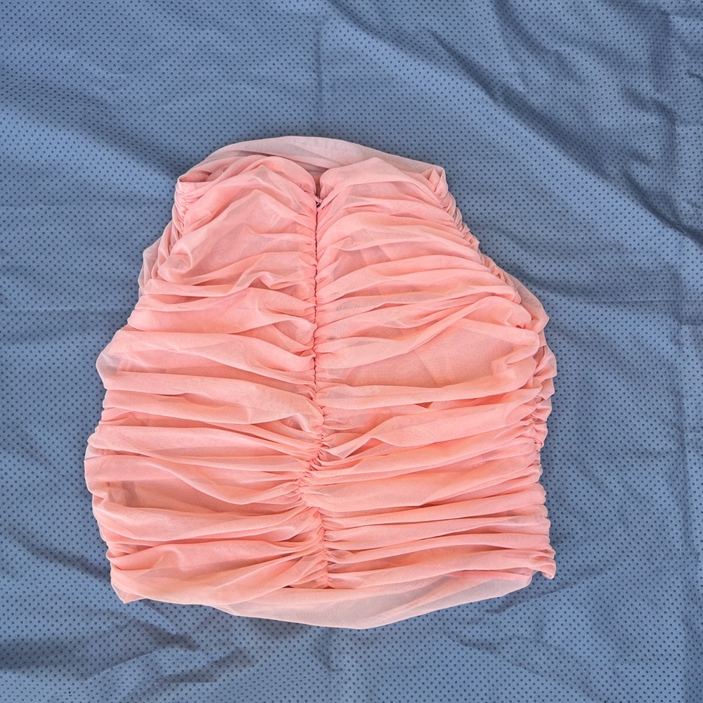 House of CB light pink Ruched Midi Skirt